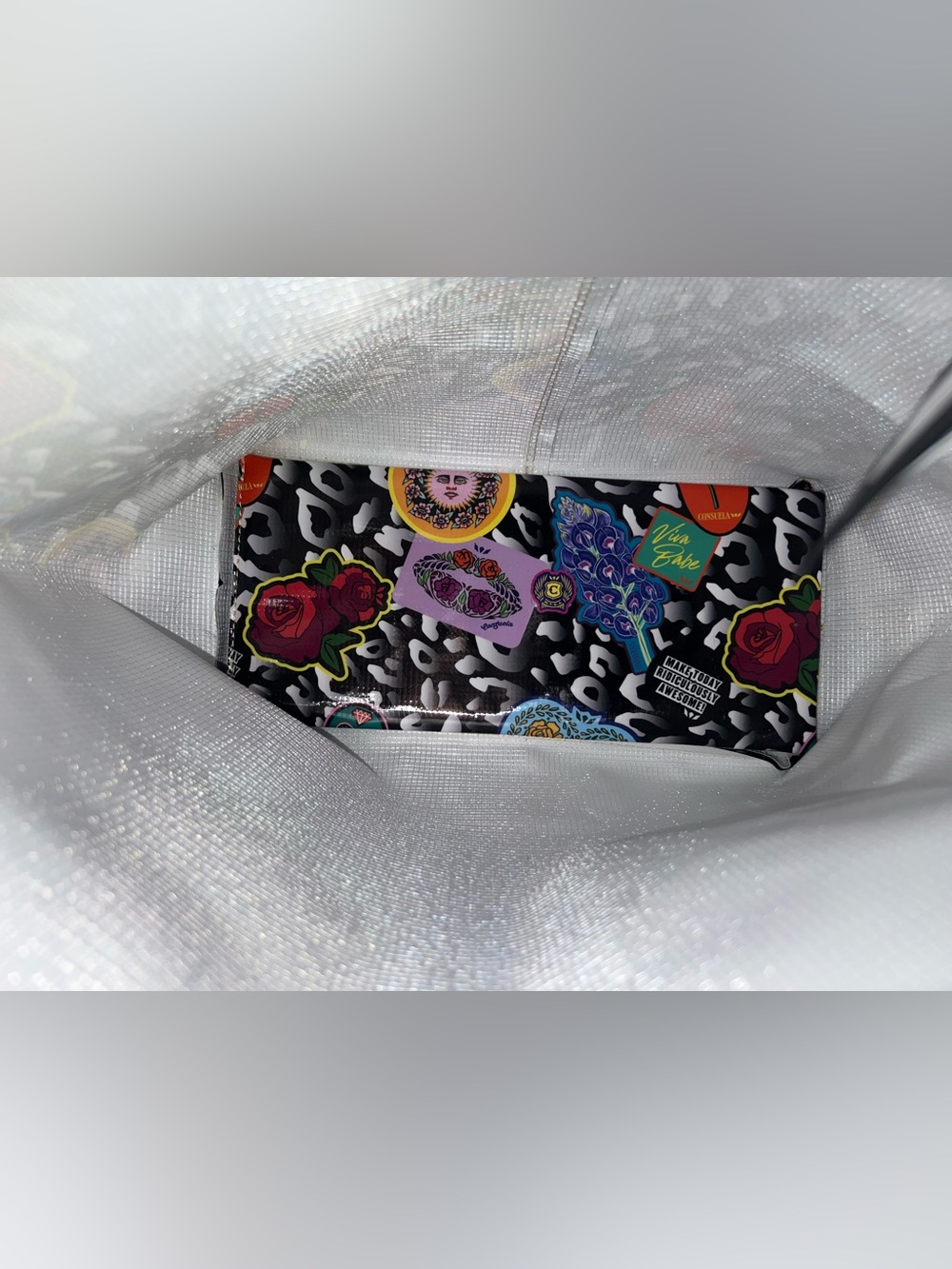NWT Consuela Grab N Tote Zoe Black Multi Sticker-Print Tote Bag - Picture 10 of 11